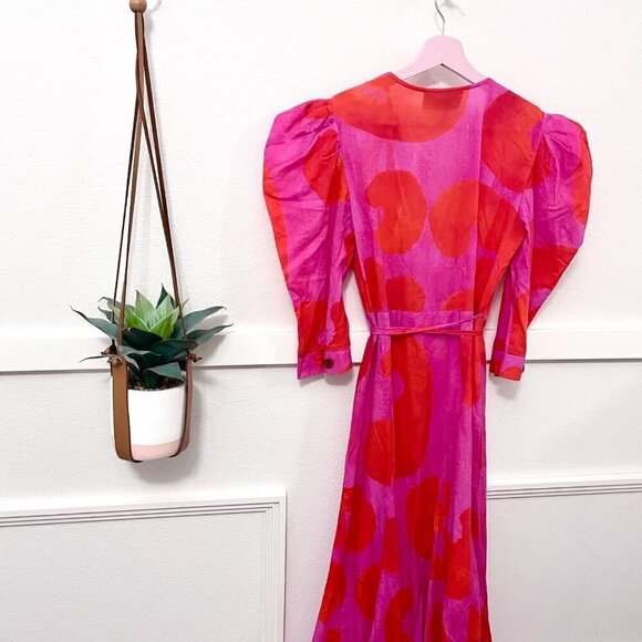 Tuckernuck De Loreta Izula Dress Pink Red Print Andita Size S - Picture 5 of 7